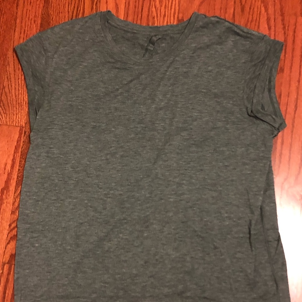 Lululemon Gray Open Tie Back Short Sleeve Shirt